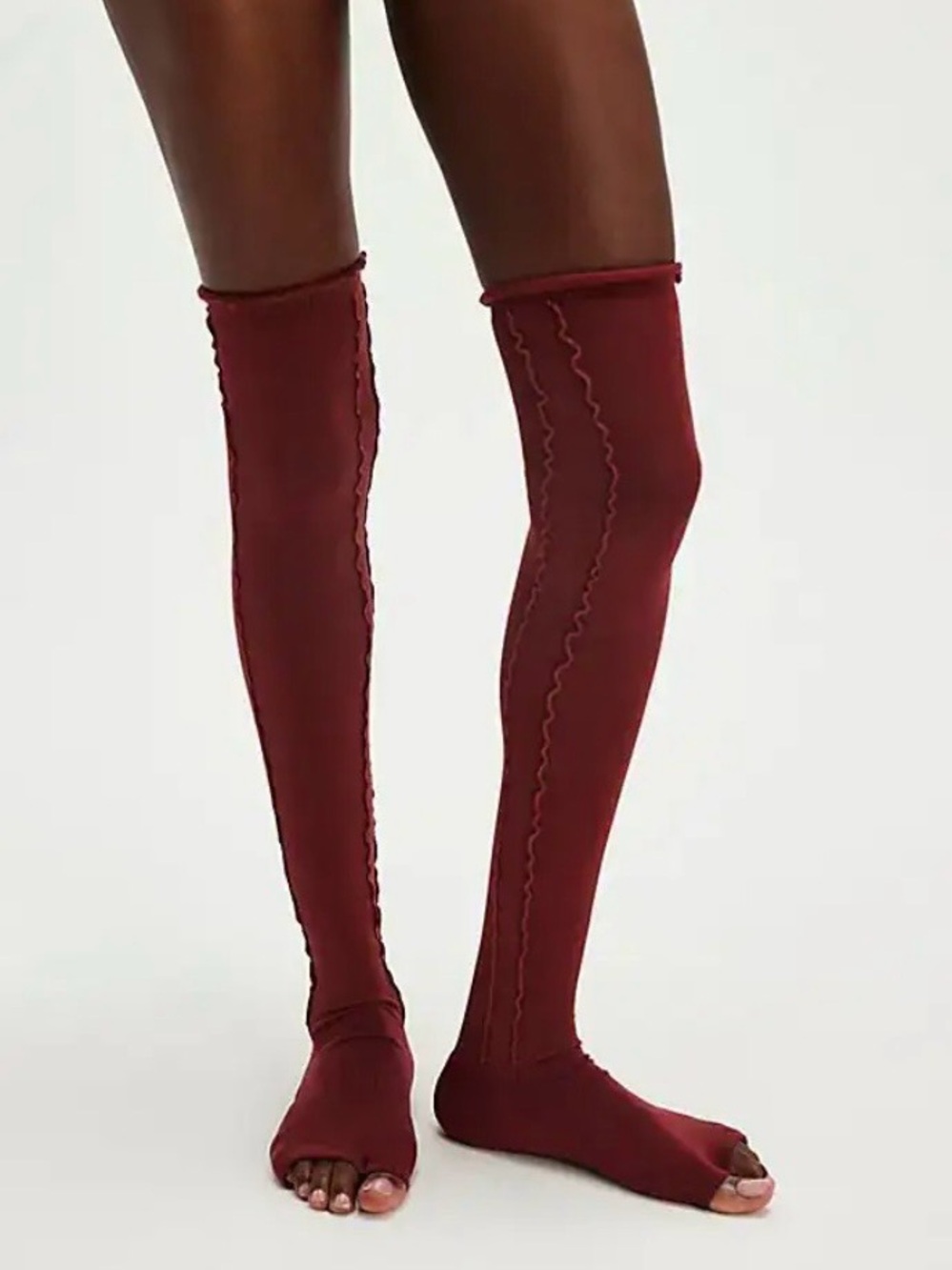 NWT Free People Movement X Lucky Honey Ruffle Over-The-Knee Open Toe Socks